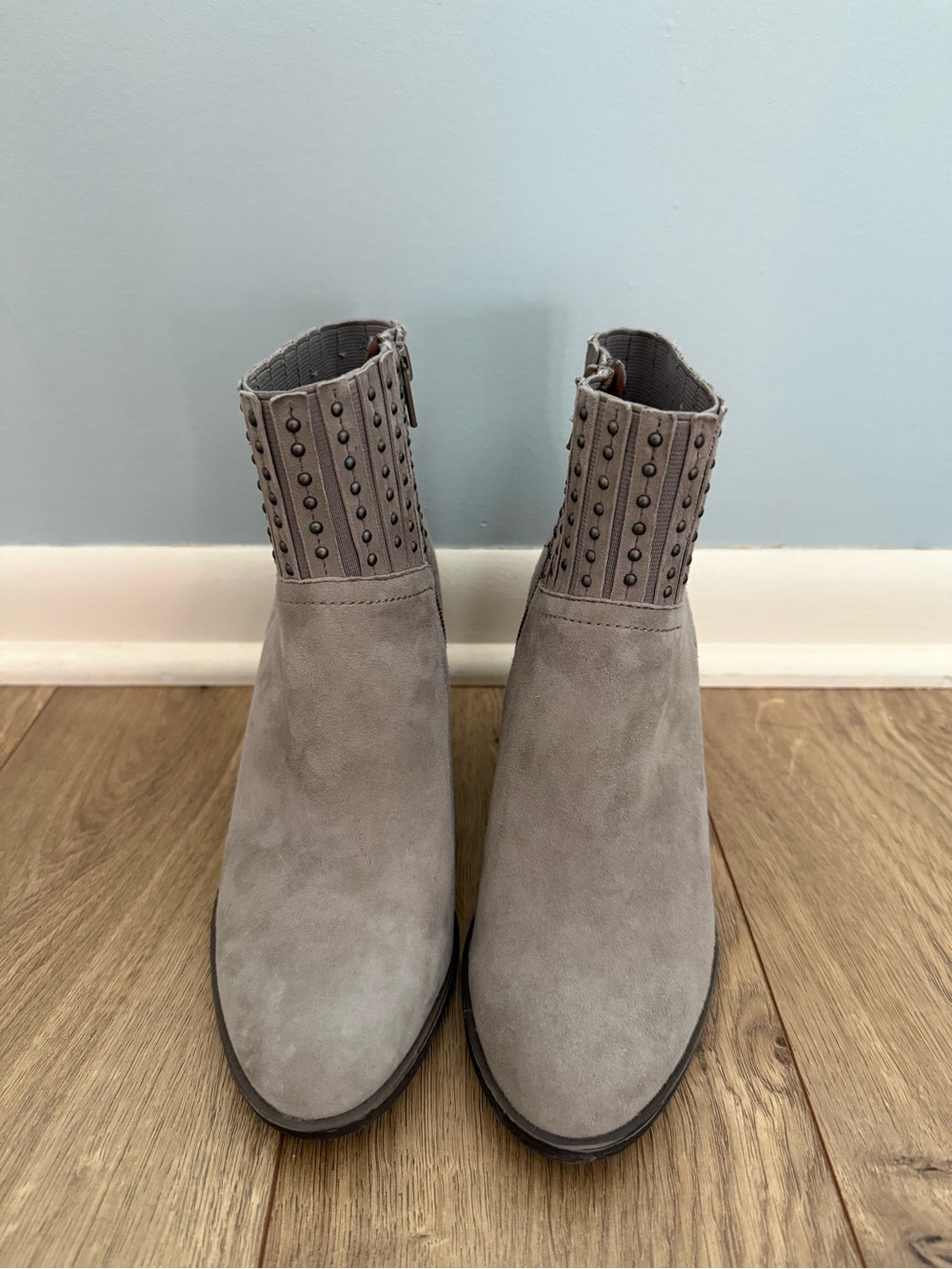 Lucky Brand Gray Suede Studded Ankle Booties